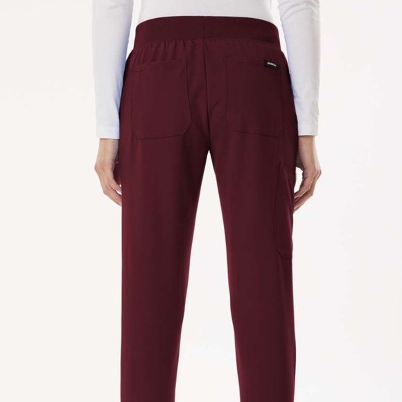 Jaanuu Silex Knit-Waist Scrub Joggers - Burgundy - Picture 2 of 3